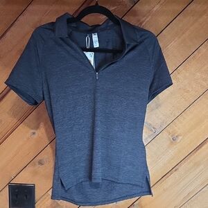 Adidas Ultimate Twist Polo Shirt Grey Heather Quarter Zip Golf Top Womens S
